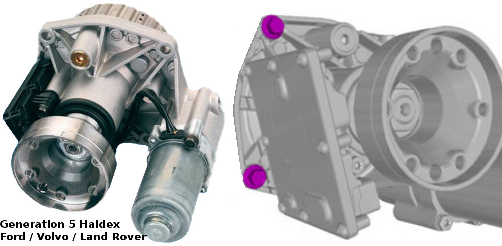 Photo and drawing showing the Generation 5 Haldex Coupling for Ford, Volvo and Land Rover